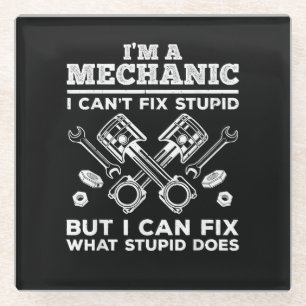 Funny Mechanic for Men Dad Car Auto Diesel Automob Glass Coaster