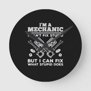 Funny Mechanic for Men Dad Car Auto Diesel Automob Round Clock