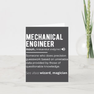 Funny Mechanical Engineer Definition Engineering Card