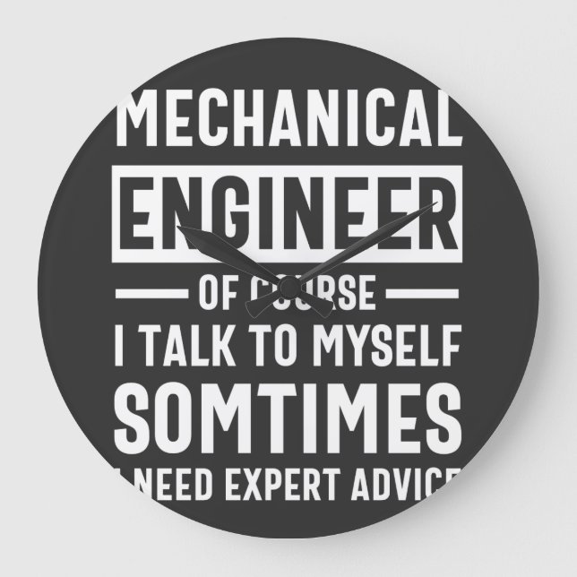 Funny Mechanical  Engineer Gift Large Clock (Front)
