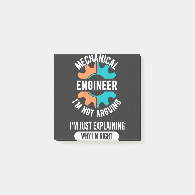 Funny Mechanical Engineer, Mechanical Engineering Post-it Notes (Front)