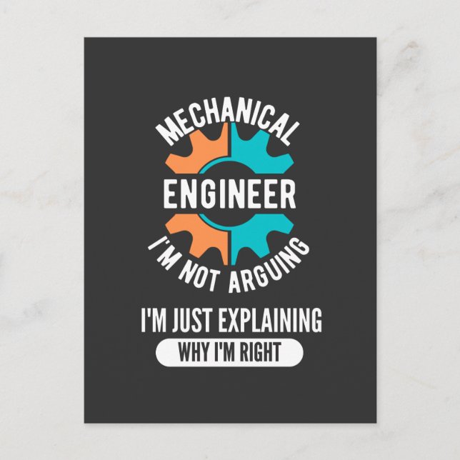 Funny Mechanical Engineer, Mechanical Engineering Postcard (Front)