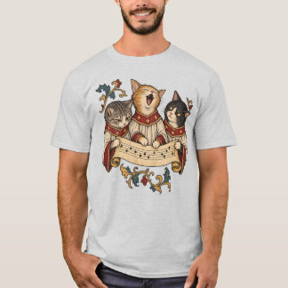 Funny Mediaeval Cat Choir in Illuminated Manuscrip T-Shirt