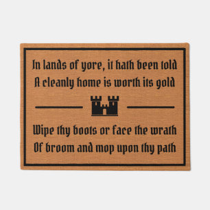 Funny Mediaeval Humour Rustic Brown Minimalist Doormat