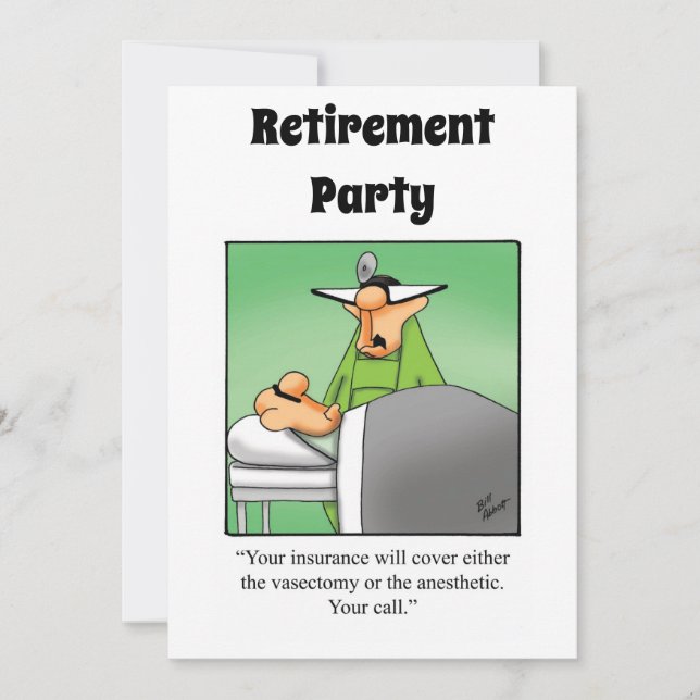Funny Medical Retirement Humour Party Invitations (Front)