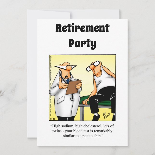 Funny Medical Retirement Humour Party Invitations (Front)