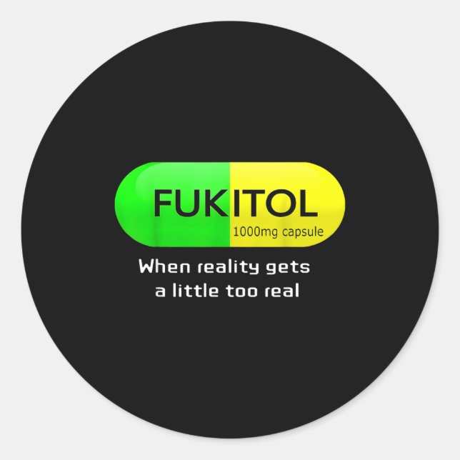 Funny Medication Gooditol Capsule Pharmacy Humor  Classic Round Sticker (Front)