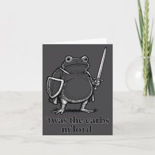 Funny Medieval Frog Meme Carbs Knight M'lord Quote Card