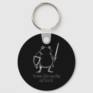 Funny Medieval Frog Meme Carbs Knight M'lord Quote Key Ring