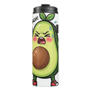 Funny Meditating Avocado Lifting Weights Gym Humou Thermal Tumbler