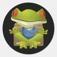 Funny Meditating Frog Cartoon