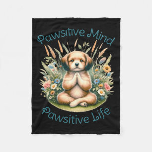 Funny Meditation Dog Insrational Sitive Quote  Fleece Blanket