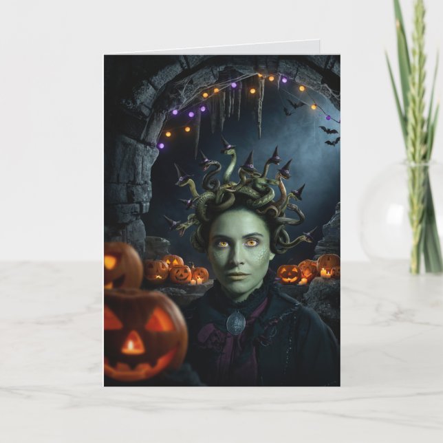 Funny Medusa Cave Halloween Card (Front)