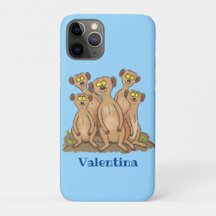 Funny meerkat family cartoon illustration Case-Mate iPhone case
