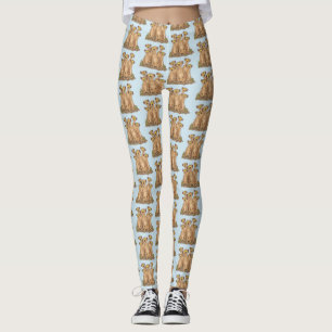 Funny meerkat family cartoon illustration leggings