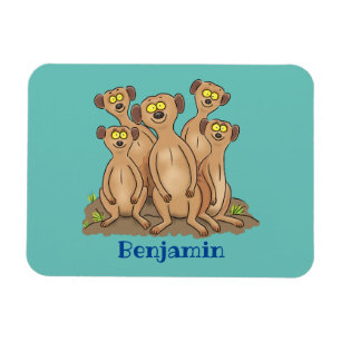 Funny meerkat family cartoon illustration magnet