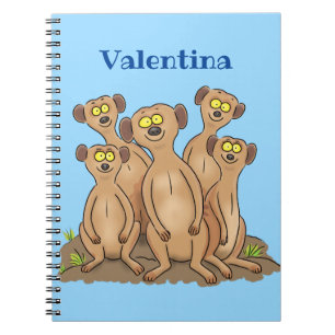 Funny meerkat family cartoon illustration notebook