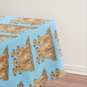 Funny meerkat family cartoon illustration tablecloth