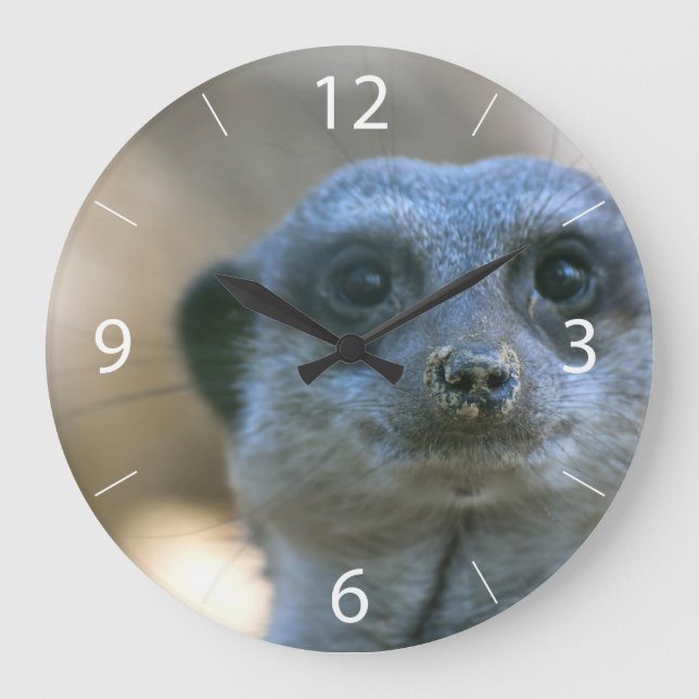 Funny Meerkat Large Clock (Front)
