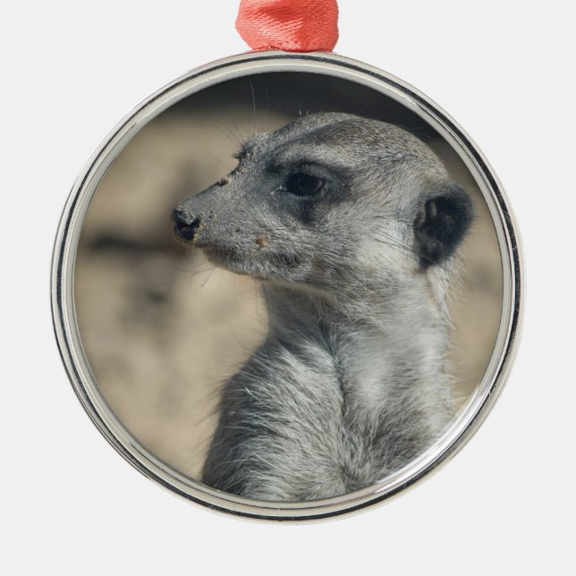 Funny Meerkat Metal Tree Decoration (Front)