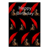 Funny Meerkat Sitting Under Umbrella,Birthday Card