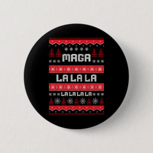 Funny Mega-la-la-la Donald Trump Christmas Sweater 6 Cm Round Badge