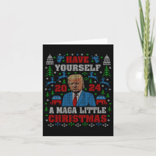 Funny Mega Little Christmas Trump 2024 Ugly Sweate Card