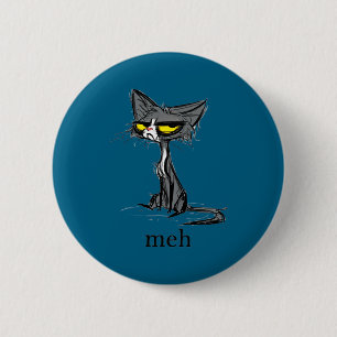 Funny Meh Cat Gift For Cat Lovers 6 Cm Round Badge