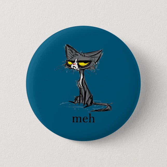 Funny Meh Cat Gift For Cat Lovers  6 Cm Round Badge (Front)