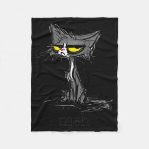 Funny Meh Cat Gift For Cat Lovers  Fleece Blanket