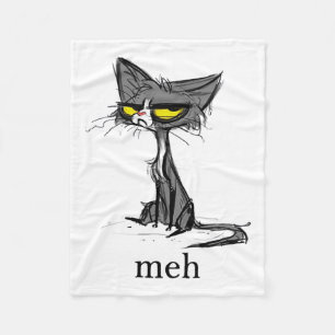 Funny Meh Cat Gift For Cat Lovers  Fleece Blanket