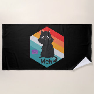 Funny Meh Cat Gift for Cat Lovers Kitten Lovers Beach Towel