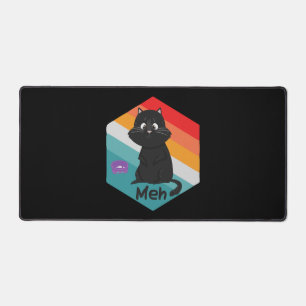 Funny Meh Cat Gift for Cat Lovers Kitten Lovers Desk Mat