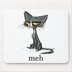 Funny Meh Cat Gift For Cat Lovers Mouse Pad