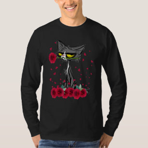 Funny Meh Cat Shirt Happy Valentines Day Flowers W