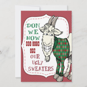 FUNNY MEH Goat in his UGLY Sweater Christmas Party Invitation