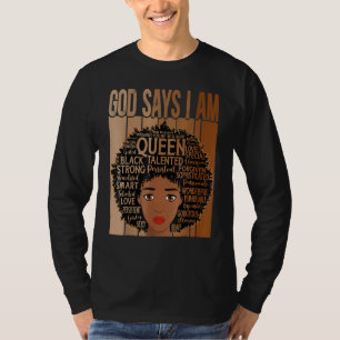 Funny Melanin Vintage Afro God Says I Am Black His T-Shirt
