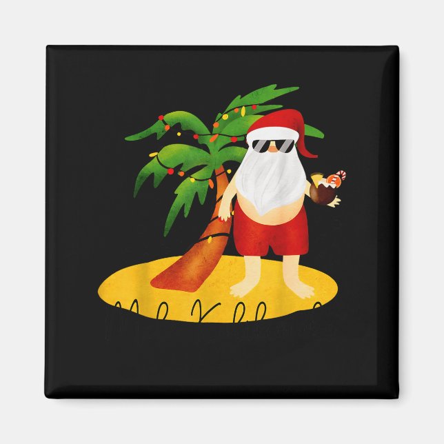 Funny Mele Kalikimaka Aloha Christmas Hawaiian San Magnet (Front)