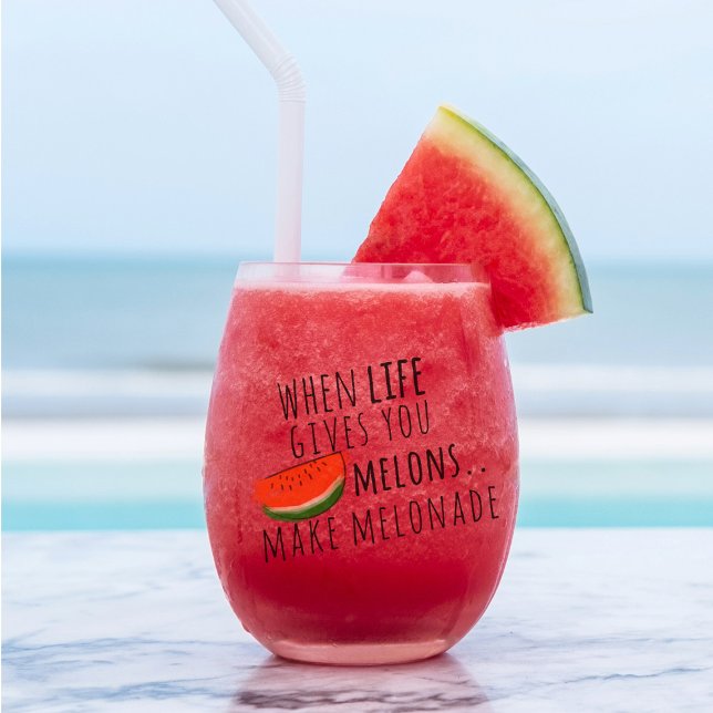 Funny Melonade Personlized Stemless Wine Glass (If you love watermelon juice (and who doesn't) add your name to this stemless wine glass & sip away)