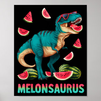 Funny melonsaurus watermelon dinosaur t rex summer poster