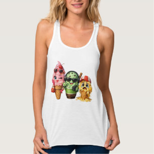Funny Melting Ice Cream Squad Kawaii Character Art Singlet