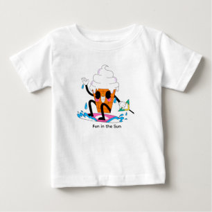 Funny Melting Ice Cream Surfing – Cute Summer Cart Baby T-Shirt