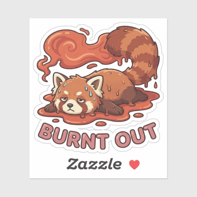 Funny Melting Red Panda Burnt Out Sticker | Cute  (Sheet)