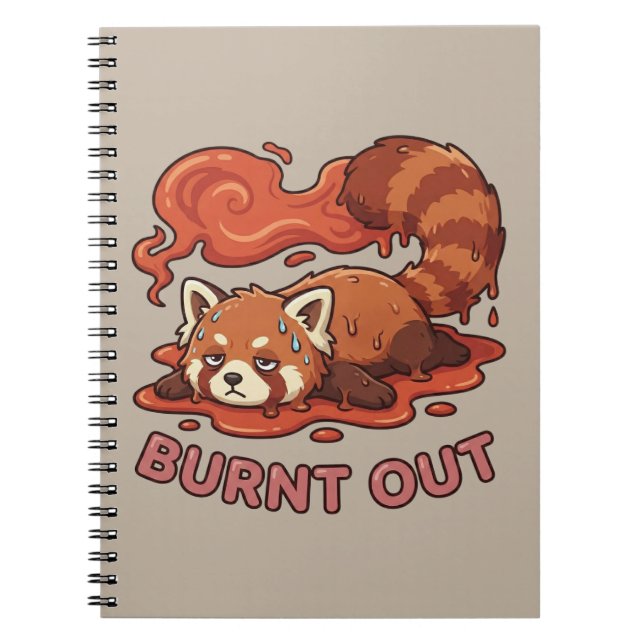 Funny Melting Red Panda Burnt Out Sticker | Cute  Notebook (Front)