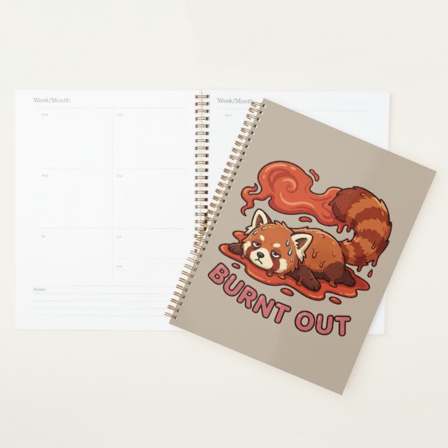 Funny Melting Red Panda Burnt Out Sticker | Cute  Planner (Display)