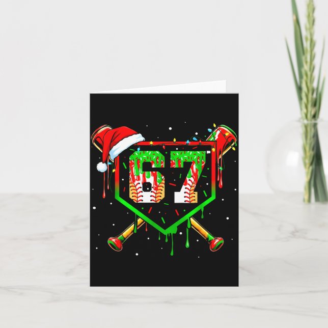 Funny Meme 67 Christmas Baseball Ice Cream Men Boy Card (Front)