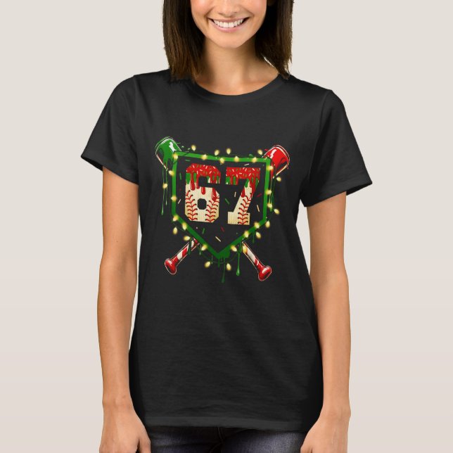 Funny Meme 67 Christmas Baseball Ice Cream Men Boy T-Shirt (Front)