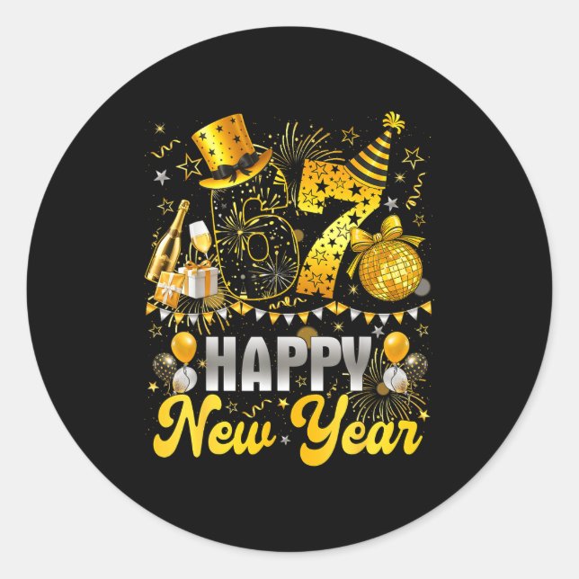 Funny Meme 67 Happy New Year 2026 Six Seven Family Classic Round Sticker (Front)