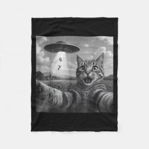 Funny Meme Cat Selfie Six Seven Retro Cat 67 Anima Fleece Blanket