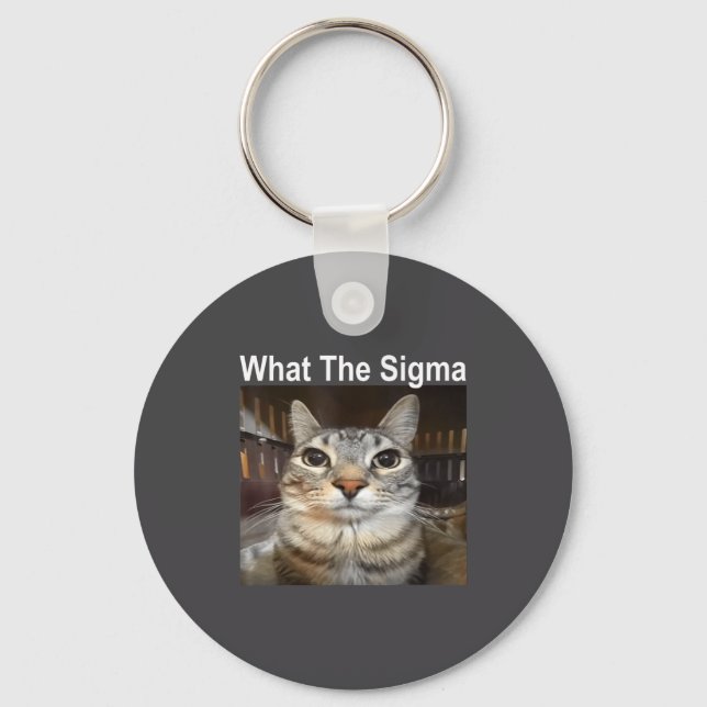 Funny Meme Cat What The Sigma Cute Cat Meme Quote  Key Ring (Front)